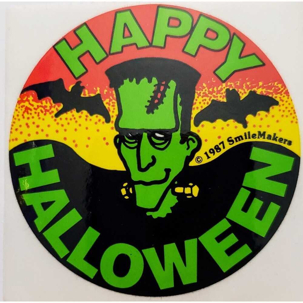 Smilemakers 1987 Frankenstein Halloween Vintage 80's Sticker